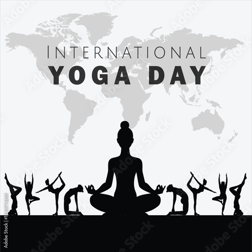 International Yoga Day. Meditation Practice and Body Posture exercise concept with yoga day vector