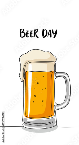 Beer Day hand-drawn illustration with foam glass and text