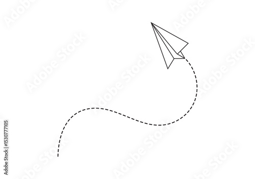 Paper Airplane Dashed Flight Path Icon – Minimal Vector Design
