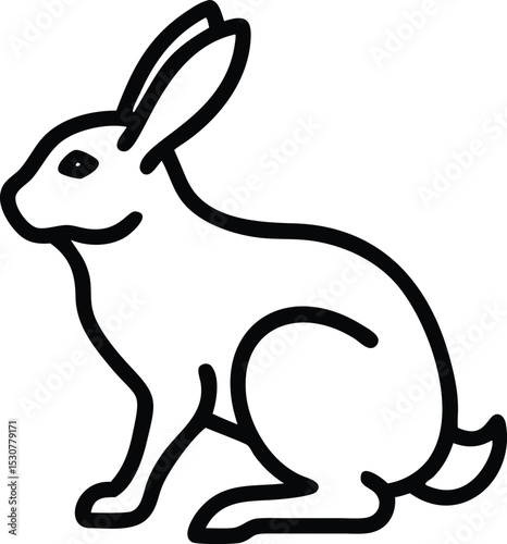 Simple outline shows a rabbit sitting and facing to the left profile view