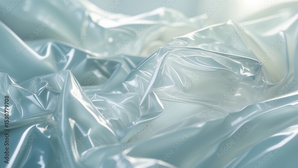 Obraz premium Full frame of crumpled transparent plastic sheet with a blurred texture.