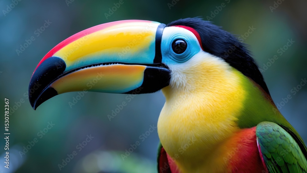 Fototapeta premium Blue eyed Toucan sitting on a branch.