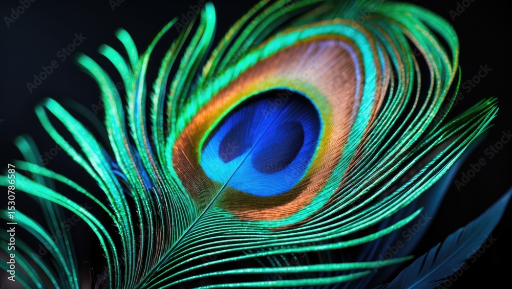 Obraz premium Close-up of an exquisite peacock feather.
