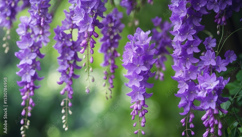 Obraz premium Detailed shot of spring blooming wisteria flowers.