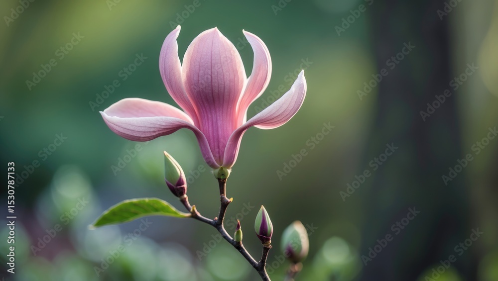 Fototapeta premium Blooming Pink Magnolia Tree. Magnolia Trees Located in the Botanical Garden. Springtime Warmth.