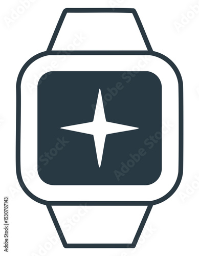 Smartwatch Icon with Star Symbol – Wearable Technology and Digital Gadget Illustration

