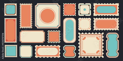 Tickets and coupons backgrounds, empty stickers in retro and vintage elegant style, frames and borders with ticket stabbing. Vector illustration.