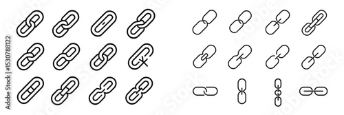 Various chain link designs in contrasting styles, suitable for graphic art and design projects