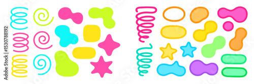 Colorful abstract shapes and doodles for creative design projects at a digital art studio