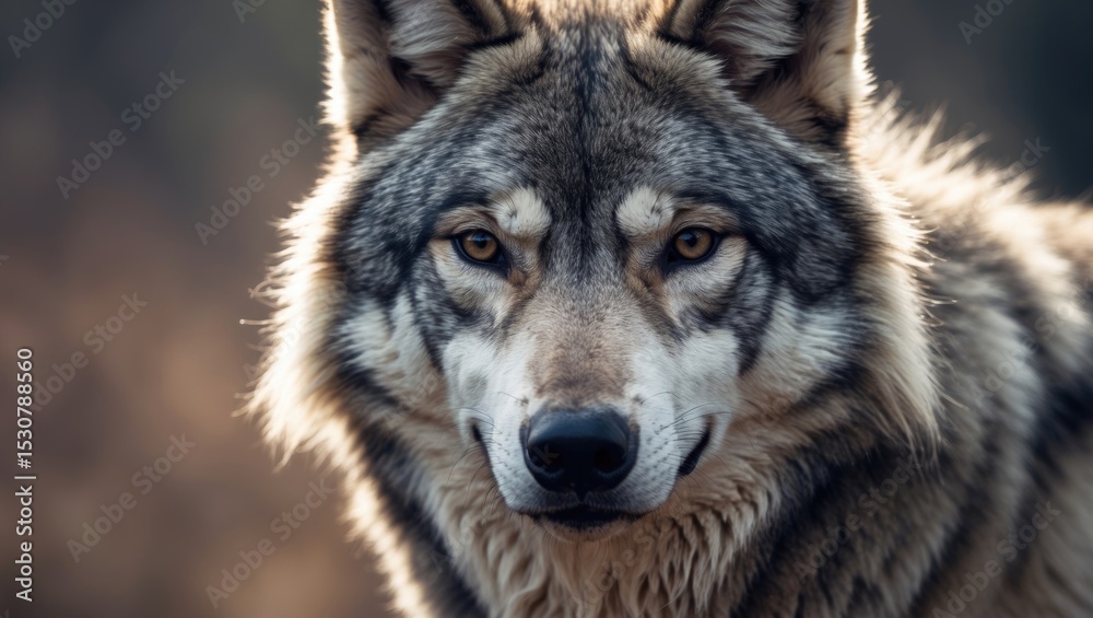 Obraz premium Detailed close-up of a male wolf (Canis lupus).