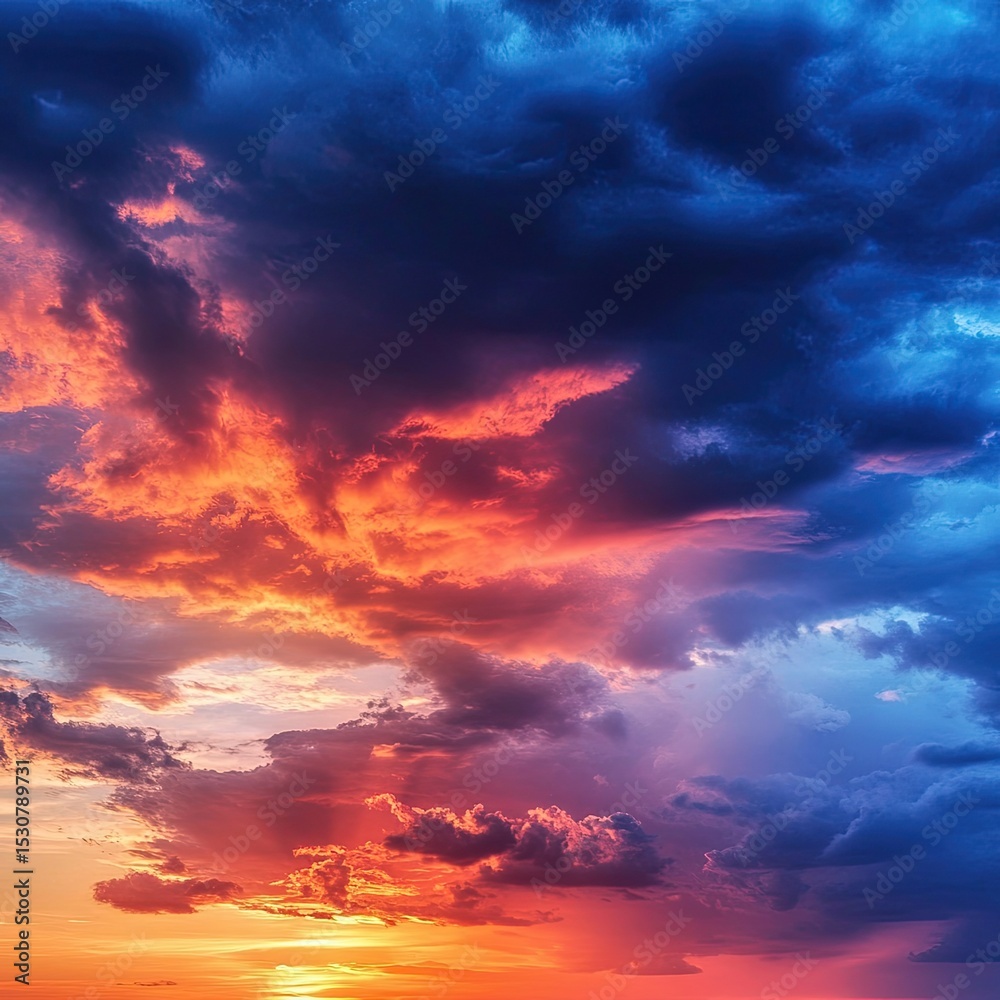 Fototapeta premium colorful sunset on a dramatic sky on a summer evening