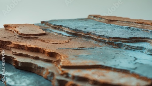 Close-up of a metallic surface showing oxidation. photo