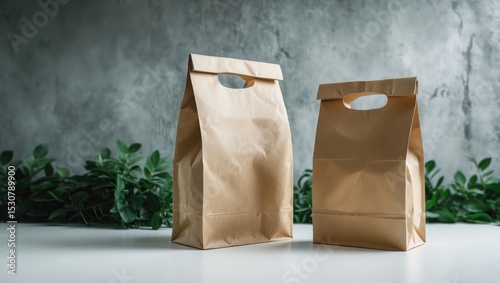 Brown cardboards packaging for tea, showcasing tea branding and packaging mockup on a gray background. High-quality photo.