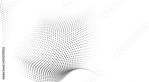 Wavy halftone curve pattern with fluid ripple effects and smooth spacing ideal for modern abstract designs vector backgrounds or clean monochrome art overlays