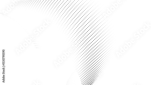 Minimal halftone background with curved dot waves and smooth gradient transitions in black and white for clean abstract design or modern vector compositions
