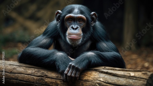 A chimpanzee gazing directly at the camera.