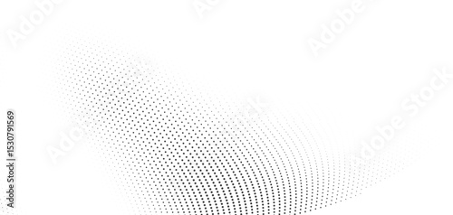 Elegant halftone wave design with gradient curve dots and soft transitions perfect for modern digital prints clean vector backgrounds or fluid abstract layouts