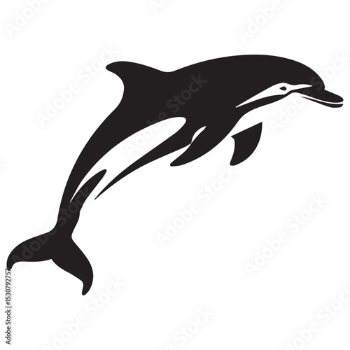 Wallpaper Mural Leaping Dolphin Silhouette,dolphin isolated on white background,silhouette of a dolphin icon Torontodigital.ca