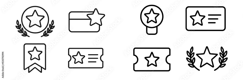 Obraz premium Icons representing various types of rewards and achievements displayed in a simple black and white style