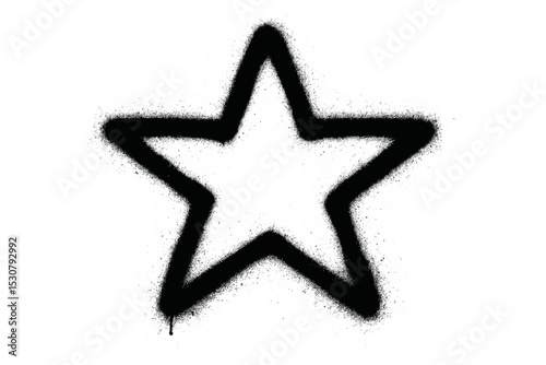 Artistic black star silhouette created with spray paint on a white background at an urban art space