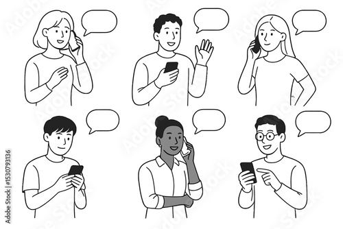 People engaging in phone conversations and texting in a relaxed and casual setting