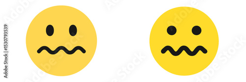 Two yellow emoticons depicting nervousness and discomfort in a minimalistic digital design