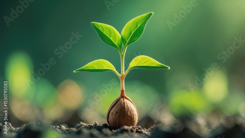 Close-up of vegetable sprout ready for planting with space for your text, hydroponics concept.