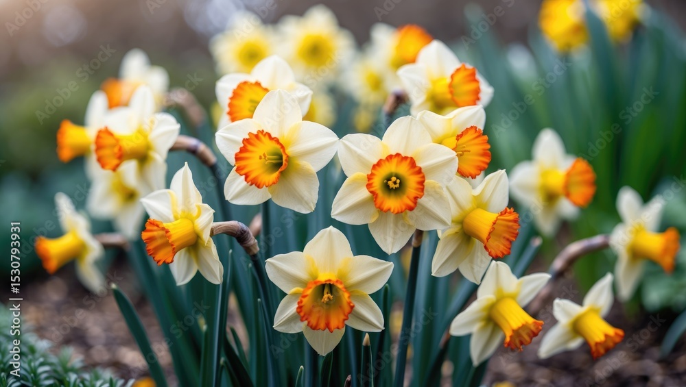 Vivid daffodils blooming at the beginning of the season Vivid daffodils blooming at the beginning of the season