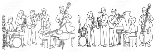 Live jazz band performing in a lively indoor venue during an evening concert with various instruments