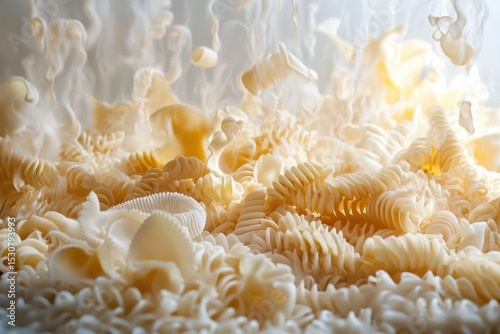 Boiling Pasta with Steam and Bubbles