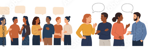 Diverse groups of people engaging in conversation in an open, casual setting during a social gathering
