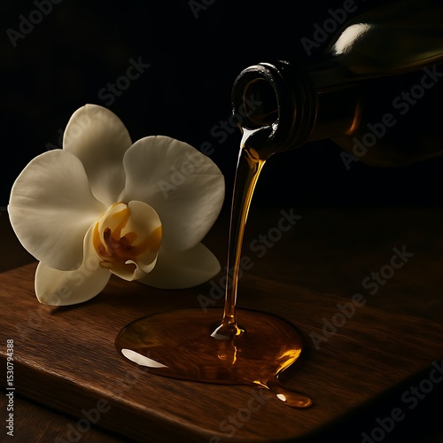 orchid on black background photo