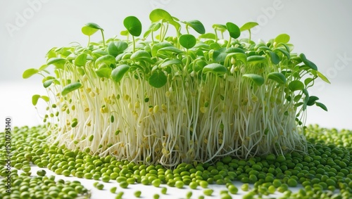 Genetically modified bean sprout in petri dish.