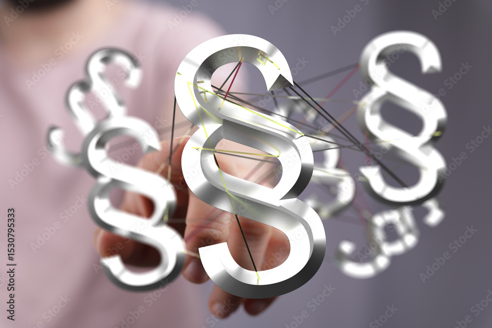 Fototapeta premium Abstract image of interconnected paragraph symbols, representing legal concepts, regulations, and interconnectedness.