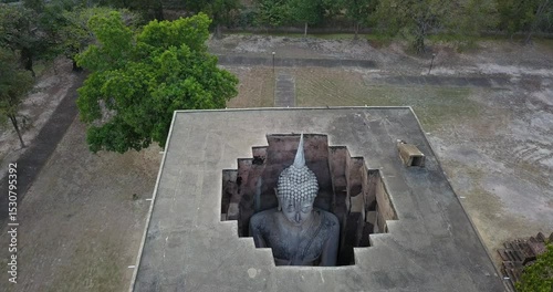 Wat sri chum (phra achana), sukhothai  Wat sri chum sukhothai historical park with top view
