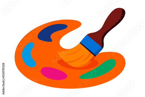 Colorful artist palette and brush showcasing vibrant paint in an artistic arrangement