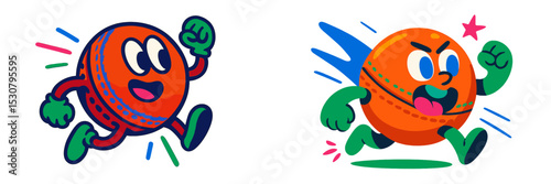 Cheerful cartoon orange ball characters engaging in a playful race during a sunny day in an animated sports theme