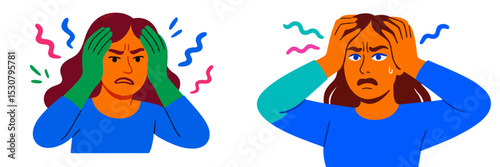 Expressions of stress and anxiety depicted through illustrations highlighting emotional struggles