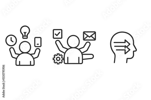 Conceptual representation of multitasking and productivity in a modern work environment