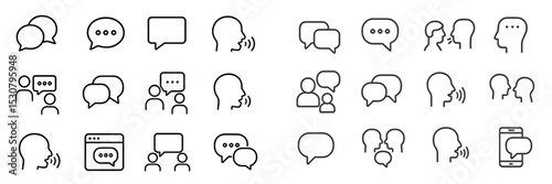 Various speech bubble icons representing conversation and communication in digital and social contexts