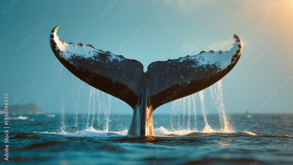 Fototapeta premium A story of a humpback whale's tail above the water surface