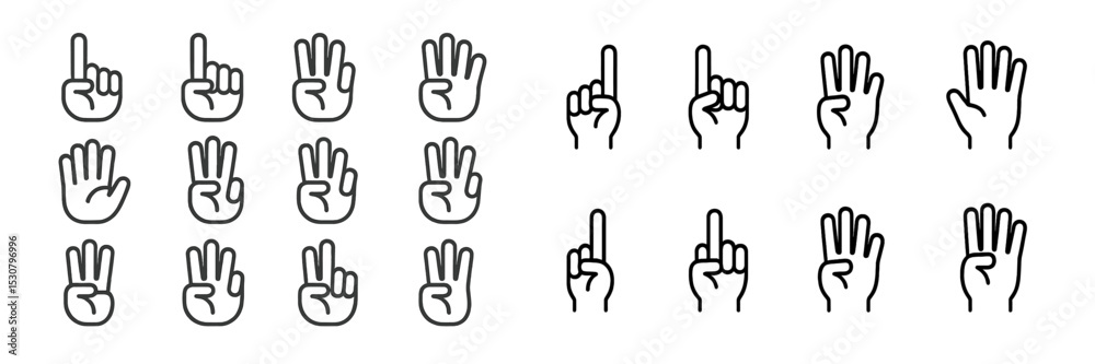 Obraz premium Various hand signs displayed in a grid format illustrating numbers one to five in a clear and simple style