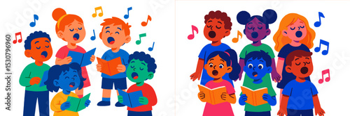 Children perform a joyful singing activity during a community choir event in a vibrant setting
