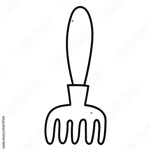 Hand drawn doodle rake on white background.