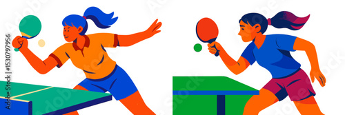 Exciting ping pong match showcasing two skilled players in vibrant action at a recreational sports facility