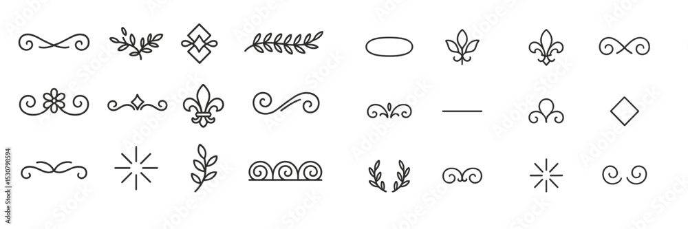 Fototapeta premium Decorative line art elements for graphic design projects and creative uses
