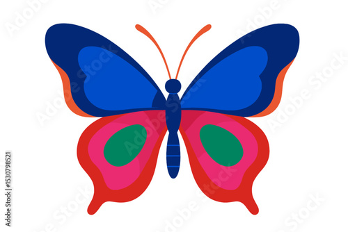 Colorful butterfly design showcasing vibrant shapes and hues in a creative illustration