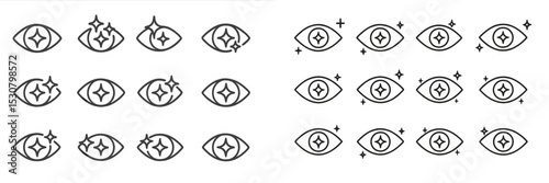 Various sparkling eye symbols in a decorative pattern showcasing creativity and design elements