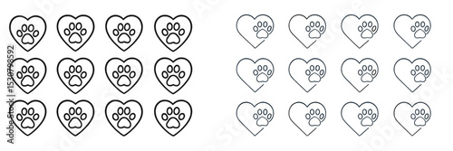 Creative pattern of paw prints and hearts designed for pet lovers, showcasing affection and joy for animals