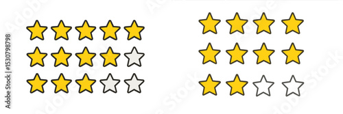 Rating system showing full and empty stars in a grid pattern